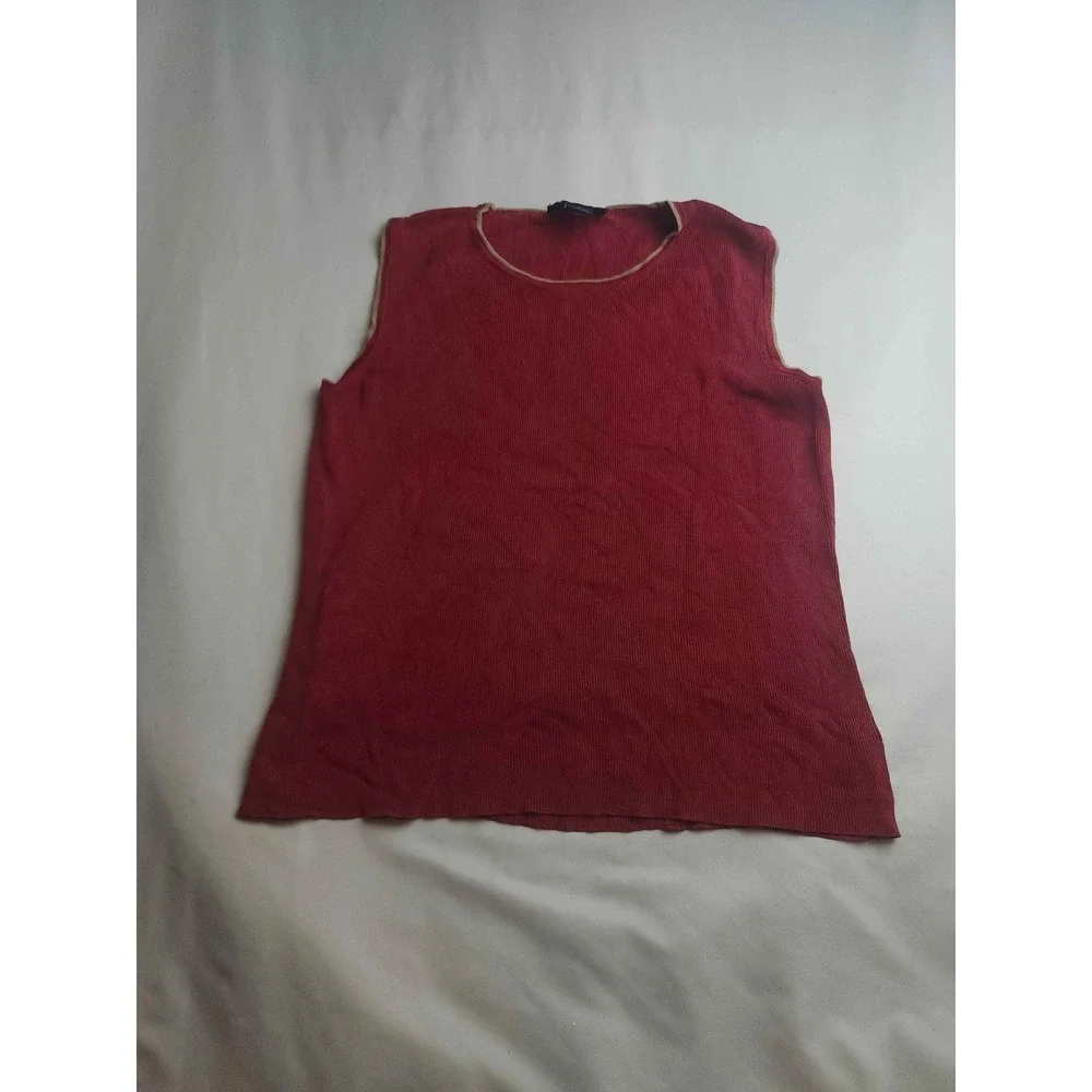 Ann Taylor Red Silk Knit Sleeveless Top Small Womens